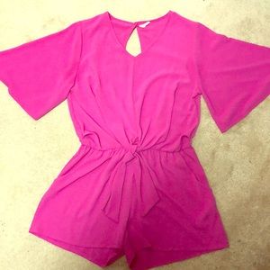 Fuschia Romper with knot tie waist